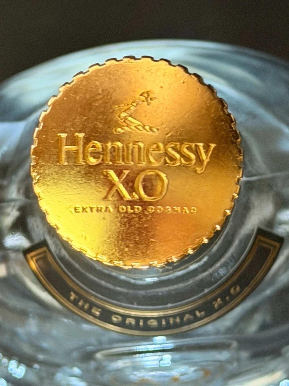 Hennessy X.O Extra Old Cognac750ml Empty Glass Bottle with Gold Accents